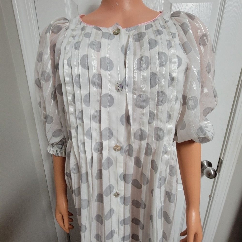 Vintage Christian Dior Lounge Wear Polka Dot Babydoll Dressing Gown. - Picture 2 of 16